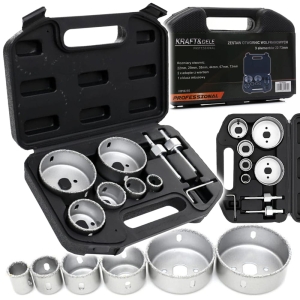 ZESTAW OTWORNIC WOLFRAMOWYCH FREZY DO PŁYTEK GLAZURY BETONU 22-73mm 9el