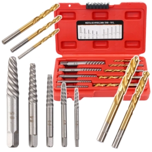 ZESTAW WIERTŁA DO WYKRĘCANA URWANYCH ŚRUB Z WALIZKĄ WYKRĘTAKI HSS SDS 10SZT