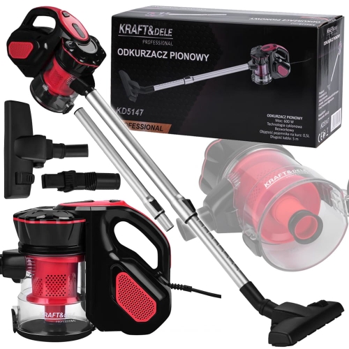 MOCNY RĘCZNY ODKURZACZ PIONOWY SIECIOWY 600W BEZWORKOWY TELESKOPOWY