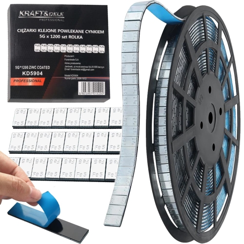 CIĘŻARKI KLEJONE 5g 1200szt EDGY SLIM OCYNKOWANE ROLKA DO FELG ALUMINIOWYCH