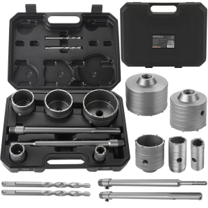 ZESTAW OTWORNIC DO BETONU MURU KORONKI FREZ SDS MAX PLUS 30-100mm 