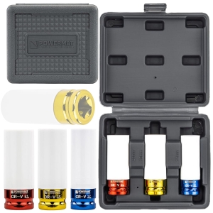 ZESTAW NASADEK UDAROWYCH DO FELG ALUMINIOWYCH 17/19/21mm KOLOROWE 3szt.