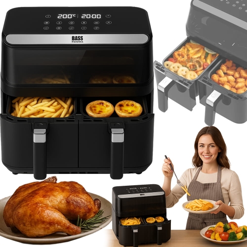 AIR FRYER FRYTKOWNICA BEZTŁUSZCZOWA PODWÓJNA 8,5L MEGA XXL PIEKARNIK 