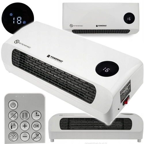 KURTYNA POWIETRZNA GRZEJNIK CERAMICZNY 2000W PILOT TERMOWENTYLATOR LCD