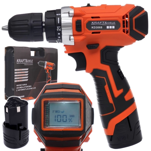 WKRĘTARKA WIERTARKA AKUMULATOROWA 12V LI-ION LED LCD 2 BATERIE ZESTAW