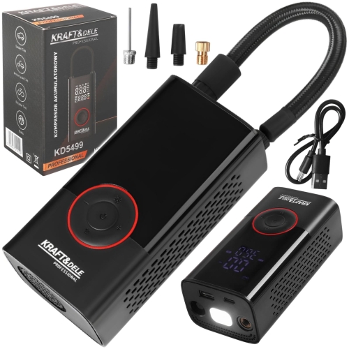 KOMPRESOR AKUMULATOROWY SAMOCHODOWY POMPKA + LATARKA 85W 4000mAh LCD USB-C