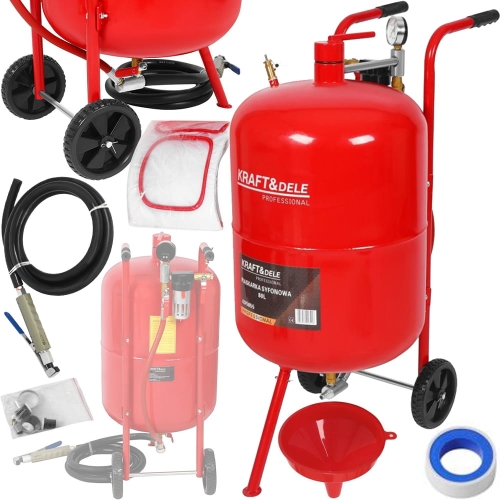 PIASKARKA MOBILNA PRZENOŚNA SYFONOWA PNEUMATYCZNA 80L NA KÓŁKACH AKCESORIA