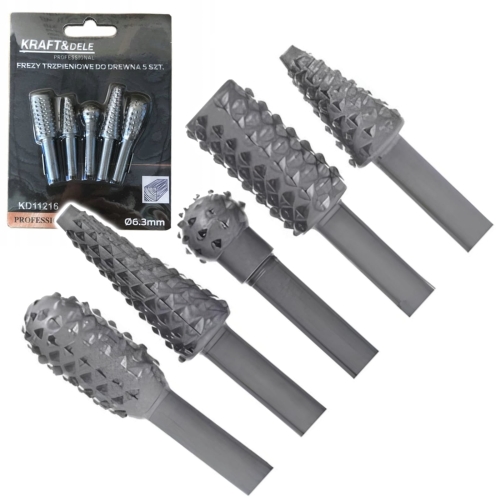 ZESTAW FREZÓW DO DREWNA 5 ELEMENTÓW 6,3MM TRZPIENIOWE KD11216