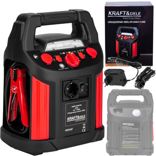 JUMP-STARTER ROZRUCH ROZRUCHOWY 1200/700A 26Ah 12V INWERTER + OŚWIETLENIE