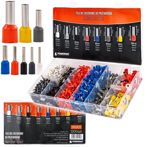 TULEJKI KOŃCÓWKI ZACISKOWE IZOLOWANE DO PRZEWODÓW 1200szt TULEJKA 0.5-10MM²