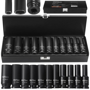 NASADKI UDAROWE ZESTAW DŁUGIE 1/2" CR-MO 11el. 10-24mm WALIZKA METALOWA