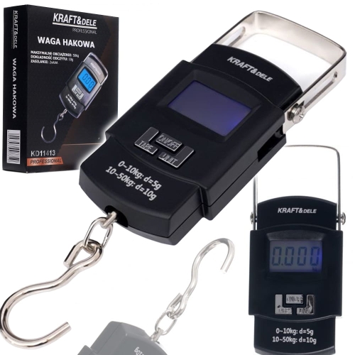 WAGA HAKOWA RĘCZNA BAGAŻOWA WISZĄCA LED BATERIE MAX 50kg