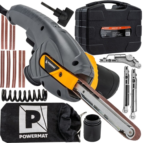 SZLIFIERKA TAŚMOWA PALCOWA 400W 900-1400M/MIN ZESTAW 3 PROWADNICE WALIZKA