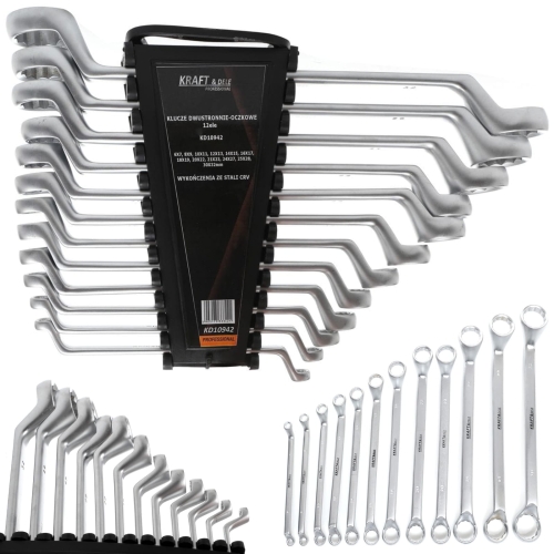  KLUCZE DWUSTRONNIE-OCZKOWE 6-32MM ZESTAW 12 ELEMENTÓW ZE STALI CRV