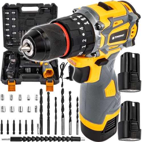 WIERTARKO WKRĘTARKA AKUMULATOROWA BEZSZCZOTKOWA 16.8V 2xAKUMULATORY + BITY