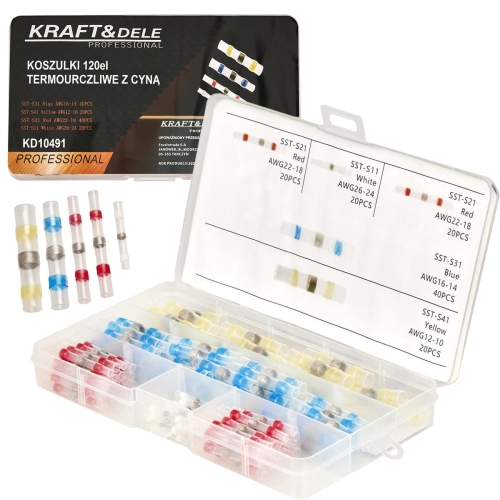 KOSZULKI RURKI TERMOKURCZLIWE Z CYNĄ 120szt. WALIZKA ZESTAW