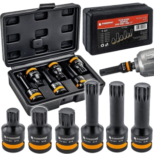 NASADKI UDAROWE SPLINE 1/2 CR-MO 6szt M14 M16 M18 DO ŚRUB 45mm 78mm WALIZKA