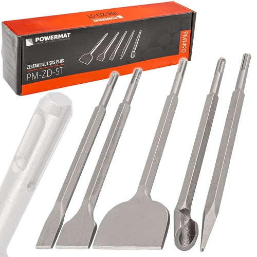 ZESTAW DŁUT SDS+ 5 SZT. PŁASKIE 250mm DŁUTO DO BETONU DŁUTA DO BRUZDOWANIA