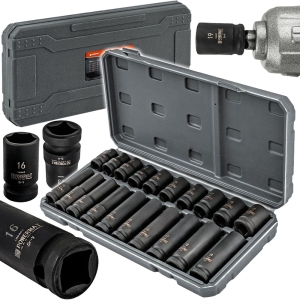 NASADKI UDAROWE HEX 1/2 CR-V 20szt 38mm 78mm DO KLUCZA UDAR WALIZKA ZESTAW