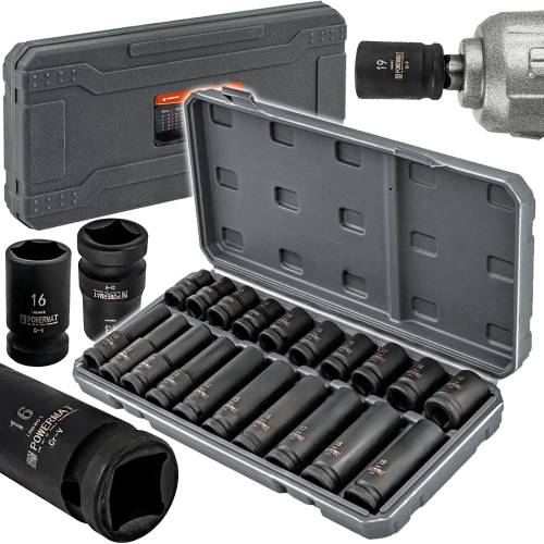 NASADKI UDAROWE HEX 1/2 CR-V 20szt 38mm 78mm DO KLUCZA UDAR WALIZKA ZESTAW