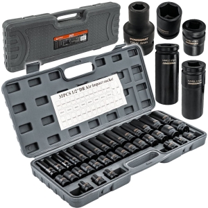 NASADKI UDAROWE HEX 1/2 CR-V 35szt 38mm 78mm DO KLUCZA UDAR WALIZKA ZESTAW