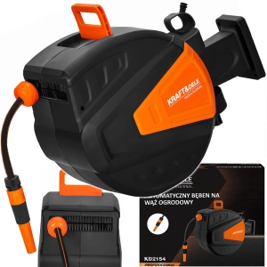 AUTOMATYCZNY WĄŻ OGRODOWY BĘBEN ZWIJANY 25M+2M 1/2" (11x15 mm) PVC SOLIDNY