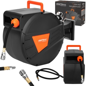 WĄŻ PNEUMATYCZNY NA ZWIJAKU AUTOMATYCZNYM 15M+1,5M 1/4" ZWIJANY NA ŚCIANE