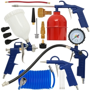 ZESTAW PNEUMATYCZNY DO KOMPRESORA WĄŻ KOŃCÓWKI PISTOLET LAKIERNICZY 18el