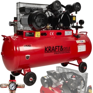 KOMPRESOR SPRĘŻARKA OLEJOWY 100L 230V DWUTŁOKOWY 3,8KM 480L/MIN + SEPARATOR