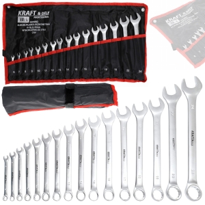 KLUCZE PŁASKO-OCZKOWE 16 ELEMENTÓW PŁASKIE OCZKOWE 6-24mm CRV ETUI