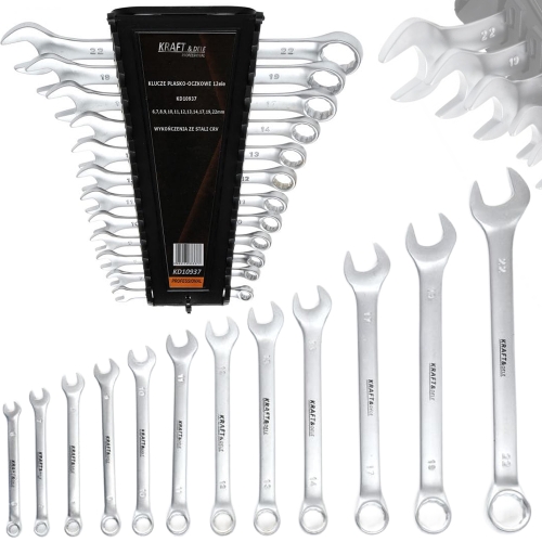 KLUCZE PŁASKO OCZKOWE ZESTAW KLUCZY PŁASKO-OCZKOWYCH CR-V 12el 6-22mm