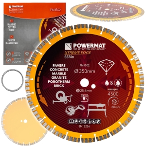 TARCZA DIAMENTOWA 350mm SEGMENT 3mm OTWÓR 25,4mm DO KAMIENIA BETONU GRESU