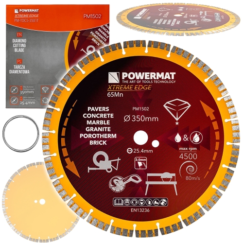 TARCZA DIAMENTOWA 350mm SEGMENT 3mm OTWÓR 25,4mm DO KAMIENIA BETONU GRESU