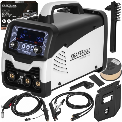 SPAWARKA INWERTOROWA MIG FLUX/MMA/TIG 200A WYŚWIETLACZ LCD 40-200A 6.1 KVA
