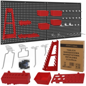 TABLICA NARZĘDZIOWA METALOWA 112X45CM ORGANIZER ŚCIANKA DWA PANELE GARAŻOWA