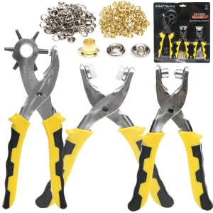 ZESTAW KALETNICZY DO DZIUREK OCZEK ZATRZASKÓW SKÓR SZCZYPCE 3szt + OCZKA 