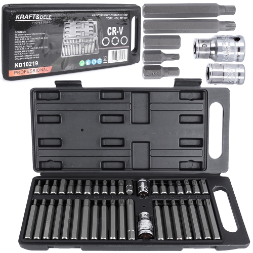 BITY ZESTAW BITÓW HEX TORX SPLINE IMBUS 40el CR-V KLUCZE WALIZKA