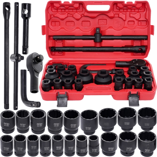 NASADKI UDAROWE WZMOCNIONE KLUCZE UDAROWE 3/4" 12-KĄTNE 26 SZTUK 21-65mm