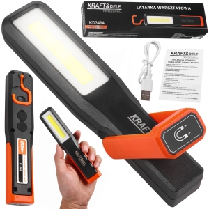 LAMPA LATARKA WARSZTATOWA AKUMULATOROWA USB-C STOJAK MAGNES LED Z HACZYKIEM