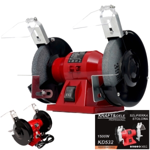 SZLIFIERKA STOŁOWA WIELOFUNKCYJNA 1500W 230V 2xKAMIEŃ TARCZA 2950 RPM 