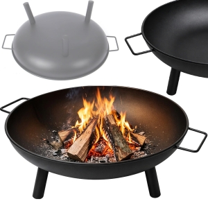 SOLIDNE PALENISKO OGRODOWE OGNISKO 58cm NA GRILL BIWAK STAL UCHWYTY