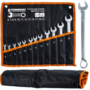 ZESTAW KLUCZY PŁASKO-OCZKOWYCH 12 ELEMENTÓW 6-22mm CrV W ETUI DO GARAŻU