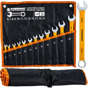 ZESTAW KLUCZY PŁASKO-OCZKOWYCH 12 ELEMENTÓW 6-22mm CrV W ETUI DO GARAŻU