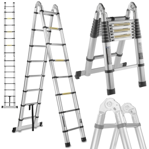 DRABINA TELESKOPOWA ALUMINIOWA PRZEGUBOWA 5M NOŚNOŚĆ UDŹWIG 150KG REGULACJA
