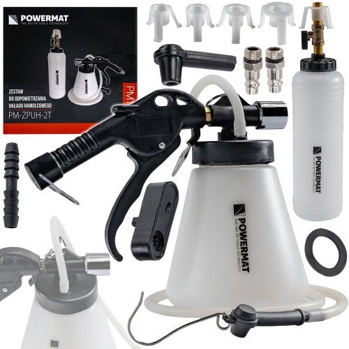 ZESTAW DO ODPOWIETRZANIA HAMULCÓW 0,71L 1L ADAPTERY 21-41mm 90-120psi 1/4"