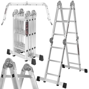 DRABINA ALUMINIOWA Z PLATFORMĄ 4x3 346cm PROFESJONALNA STABILNA