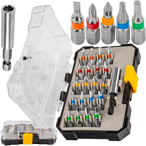BITY DO WKRĘTARKI S2 25mm 1/4" Z PRZEDŁUŻKĄ MAGNETYCZNĄ 60mm ZESTAW 21el