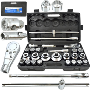 ZESTAW KLUCZY NASADOWYCH KLUCZE NASADKI 3/4" 1" 21-65mm 12-KĄTNE 26el