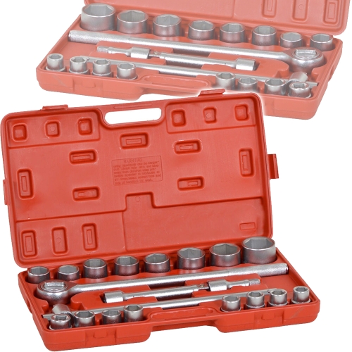 NASADKI 3/4" 12-KĄTNE 19-50mm GRZECHOTKA ZESTAW NASADEK 21el WALIZKA