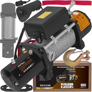 ELEKTRYCZNA WCIĄGARKA WYCIĄGARKA SAMOCHODOWA 4500W 3629KG 12V HAK LINA STAL